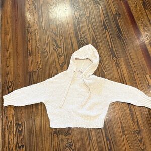 Z supply Cream Knit Cropped Hoodie